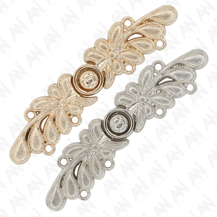 Set of 4 Floral Metal Closure Buttons