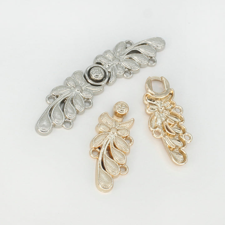 Set of 4 Floral Metal Closure Buttons
