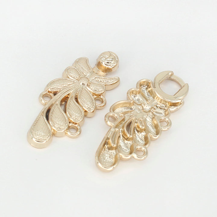 Set of 4 Floral Metal Closure Buttons