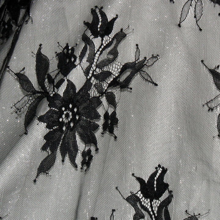 3 Meters Length & 60 Inches Width | Floral Scalloped Chantilly Lace Fabric