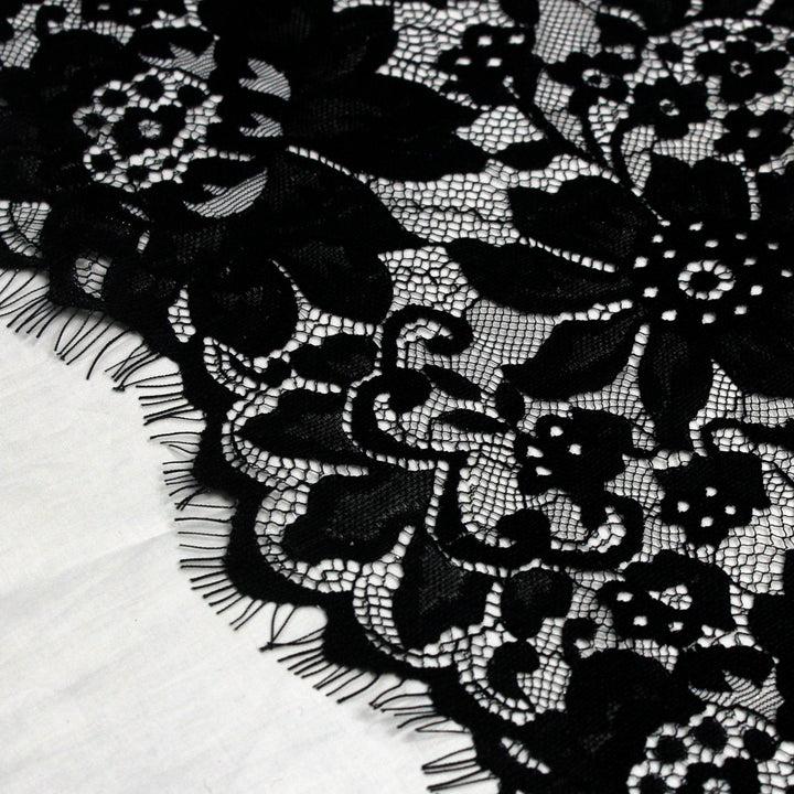 3 Meters Length & 60 Inches Width | Floral Scalloped Chantilly Lace Fabric