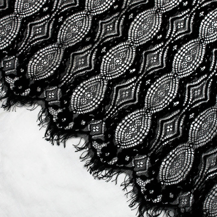 Black infinity Chantilly lace fabric | 3 meter Panel