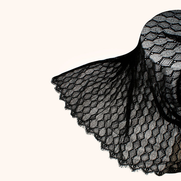 Black infinity Chantilly lace fabric | 3 meter Panel