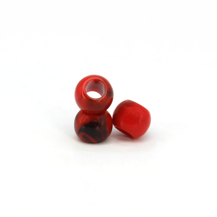 Textured Red Black Resin beads