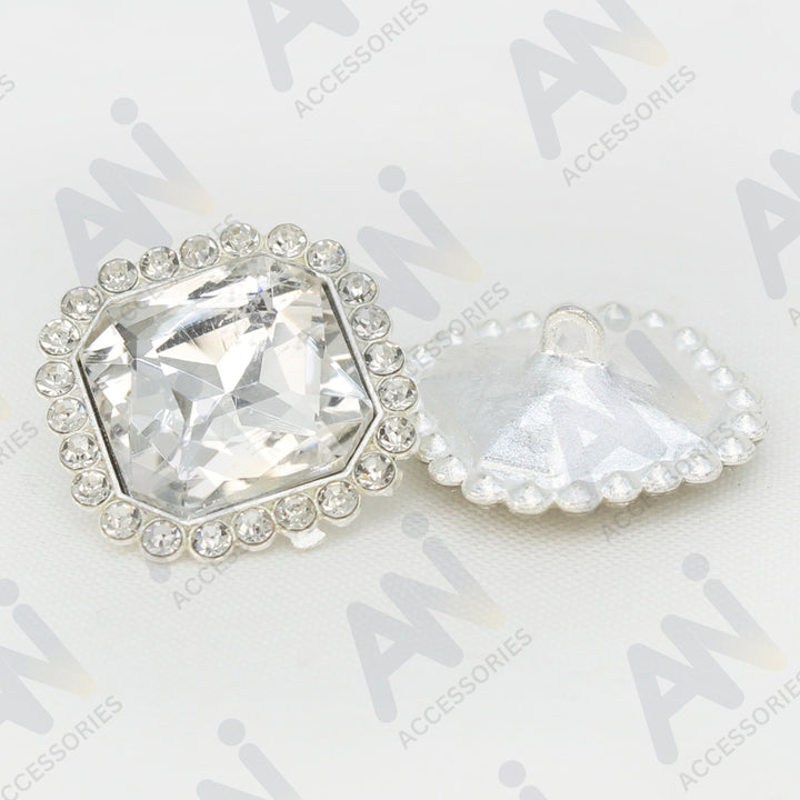 Elegant Rhinestone Silver Metal Buttons