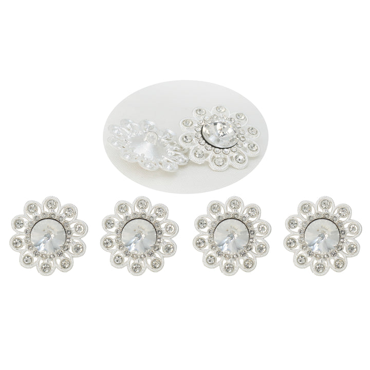 Sunflower Style Dome Rhinestone Metal Buttons