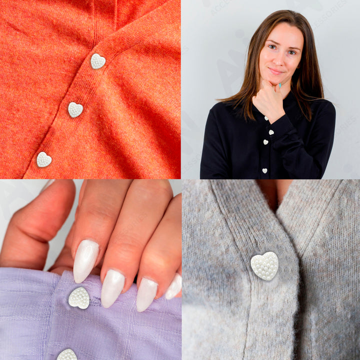 Heart Style Pearl Metal Buttons