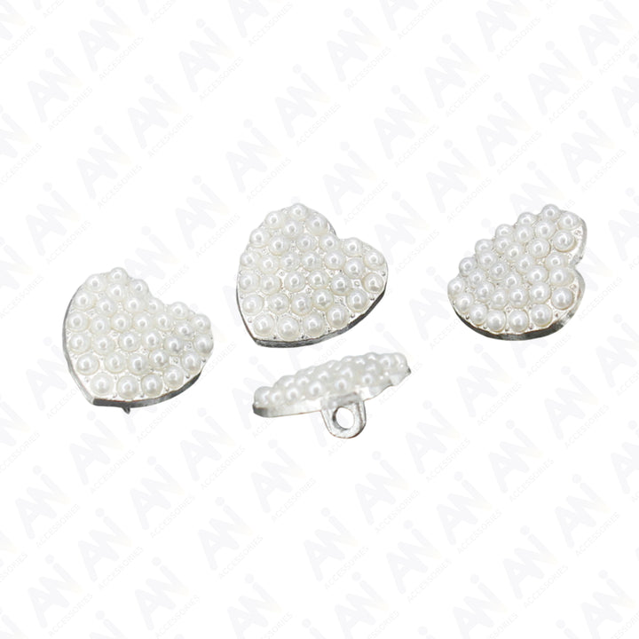 Heart Style Pearl Metal Buttons