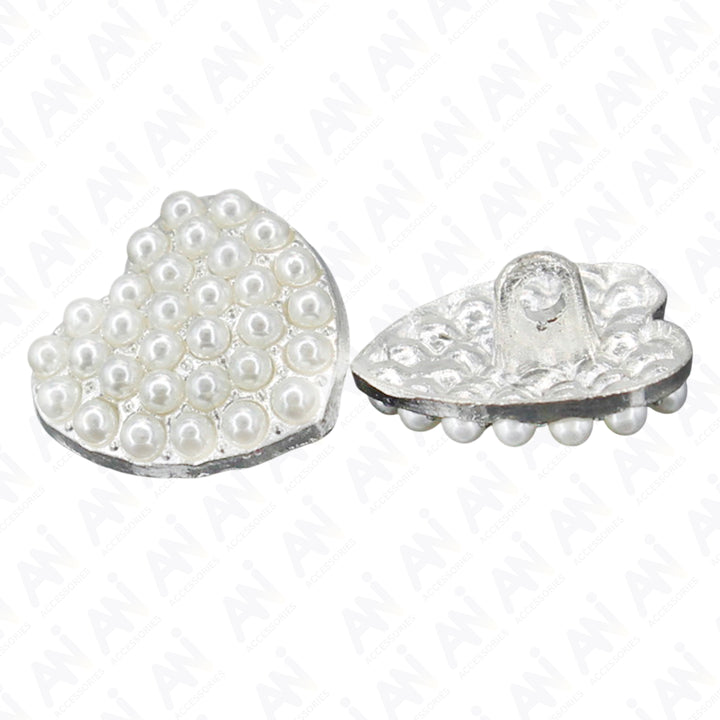 Heart Style Pearl Metal Buttons
