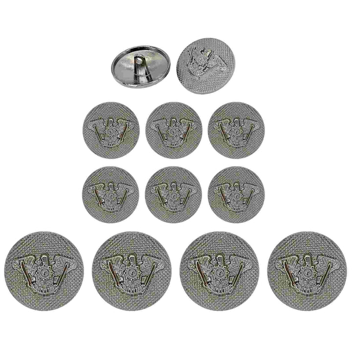 Ani Accessories silver finish shank metal buttons, ideal for upgrading your designs with modern, sleek touches