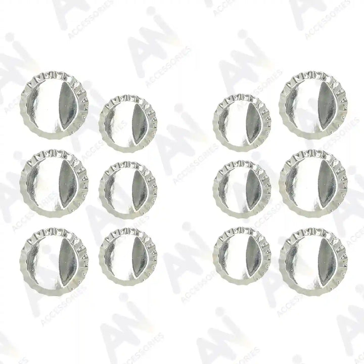 Set of 12 silver metal buttons comes with 6 big + 6 small buttons by Ani Accessories. Made from premium quality metals.