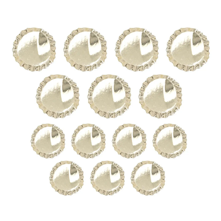 Set of 14 cap metal buttons by Ani Accessories comes with a shiny gold finish. Perfect for coats, blazers, sherwani, and more.