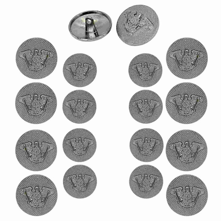 Add a touch of sophistication with a silver-finish set of 16 shank metal buttons by Ani Accessories