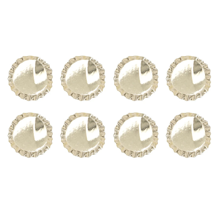 Set of 8 polished metal cap buttons by Ani Accessories, perfect for adding sophistication to coats, blazers and more.