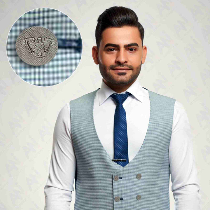 Silver finish shank metal buttons by Ani Accessories – ideal for custom fashion designs and adding elegance to garments