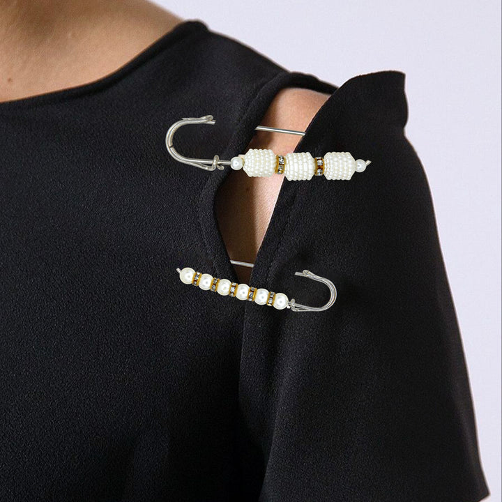 Set of Silver & Gold  Pearl Safety Pins
