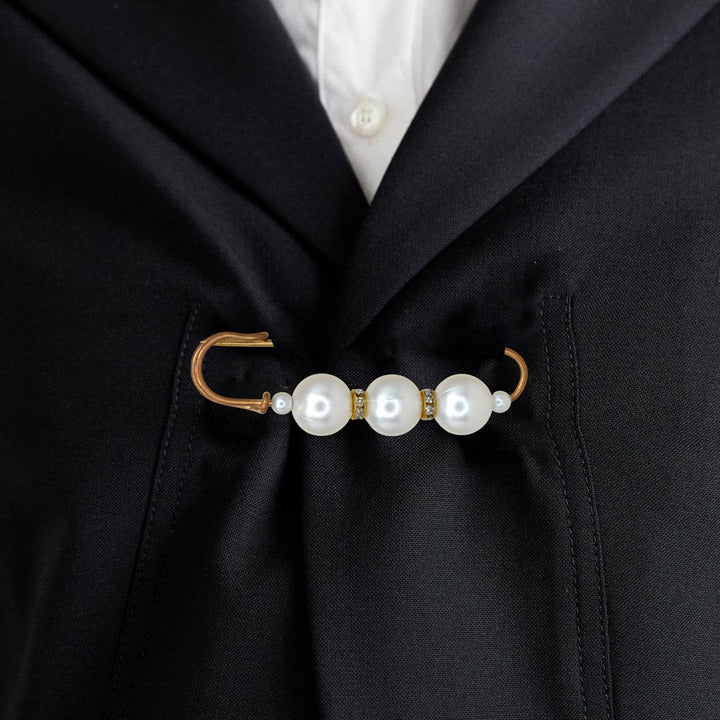 Set of Silver & Gold  Pearl Safety Pins