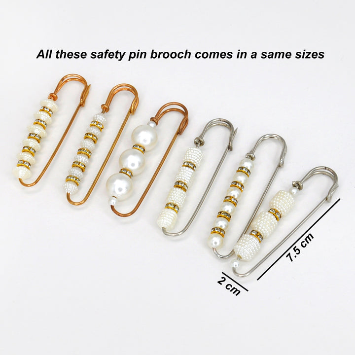 Set of Silver & Gold  Pearl Safety Pins
