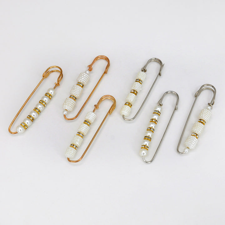 Pearl Rhinestone Safety Pins