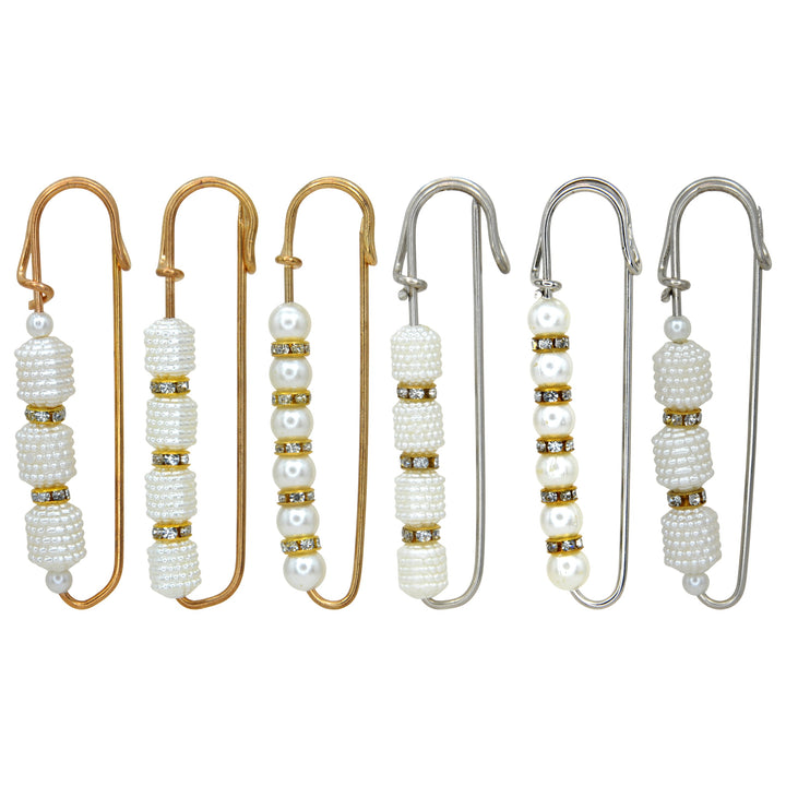 Pearl Rhinestone Safety Pins