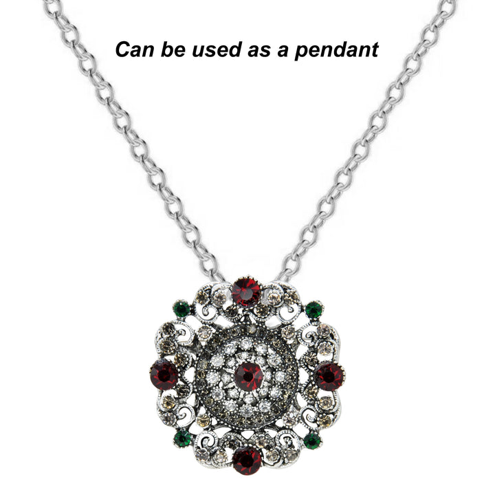 Regal Bloom Vintage Crystal Brooch