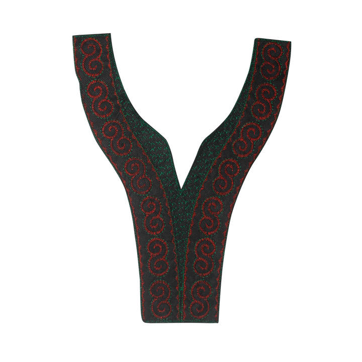 Contrast Green & Red Sweetheart Neckline Yoke