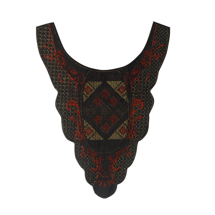 U Shape Vibrant Red Yoke  Scoop Neckline