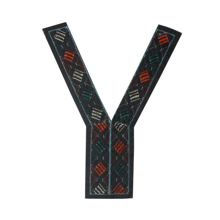 Y Shape Embroidery Multicolor V Neckline Yoke