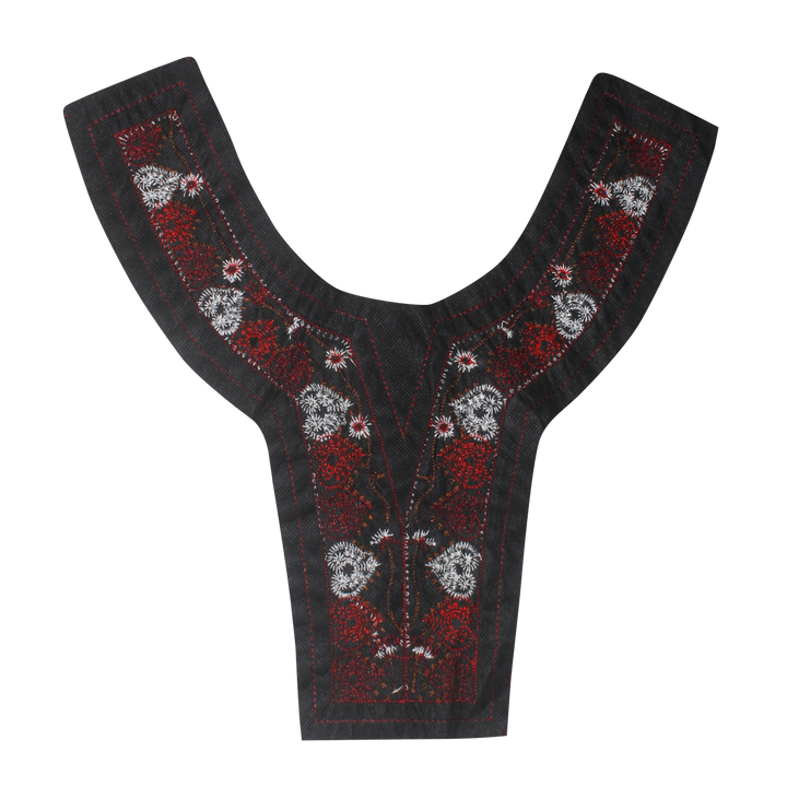 Dual color Embroidered Scoop Neckline Yoke