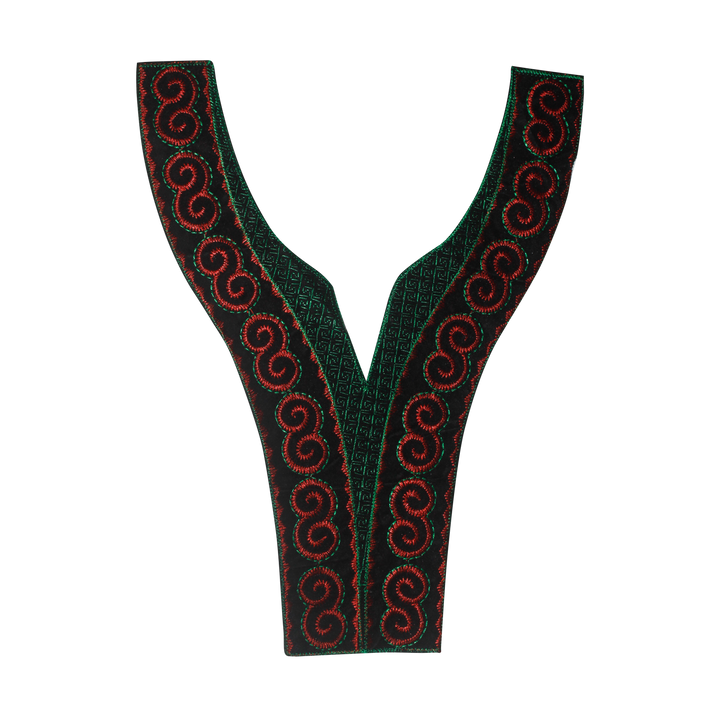 Contrast Green & Red Sweetheart Neckline Yoke