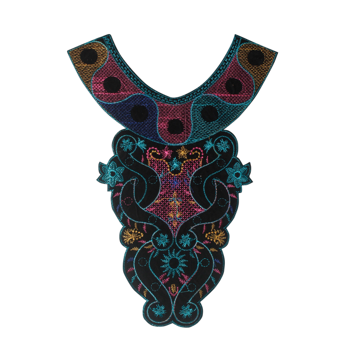 Multicolor Artistic Paisley Floral Fusion Round Neckline Yoke