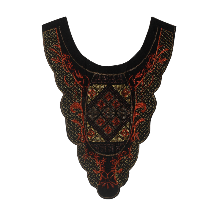 U Shape Vibrant Red Yoke  Scoop Neckline