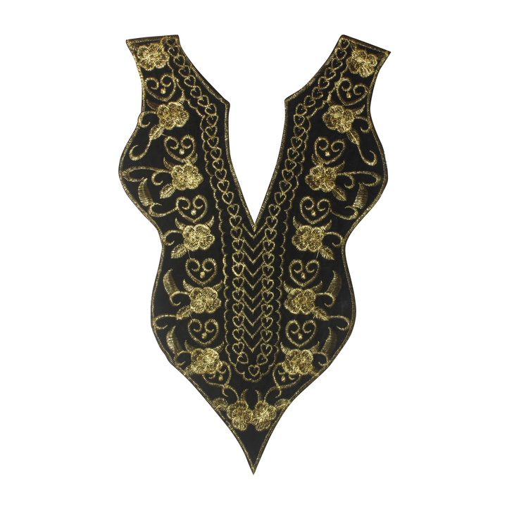 Baroque Floral Embroidered Deep V Neckline