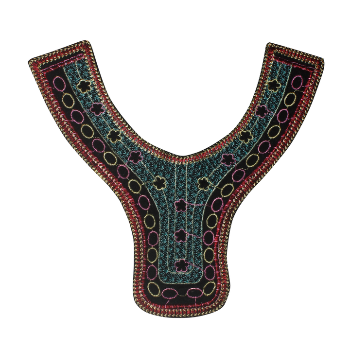 Floral Vine Embroidery Round Neckline