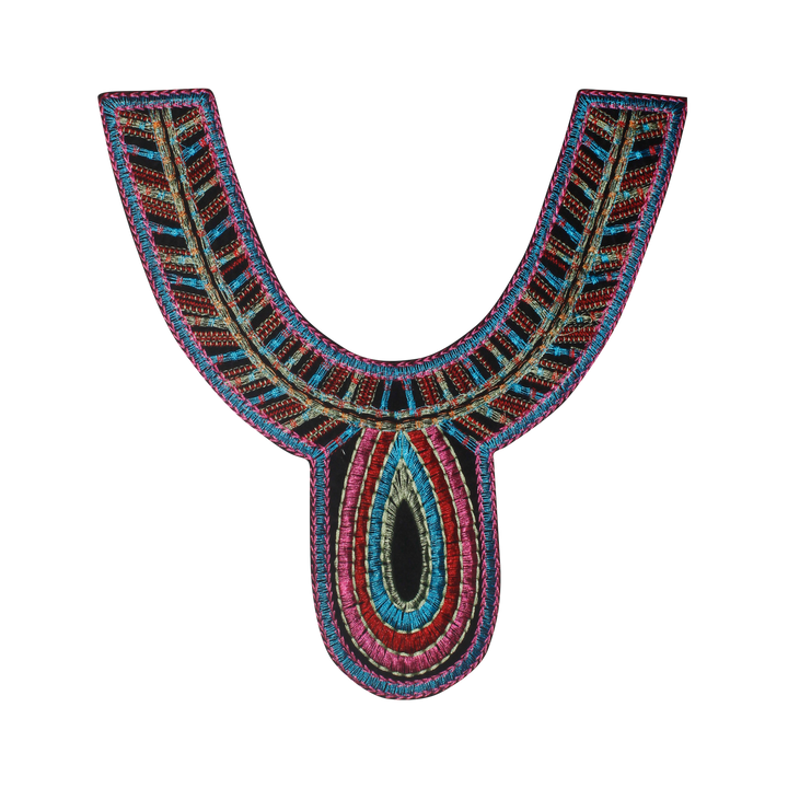 Multicolor Deep Round Neckline Yoke