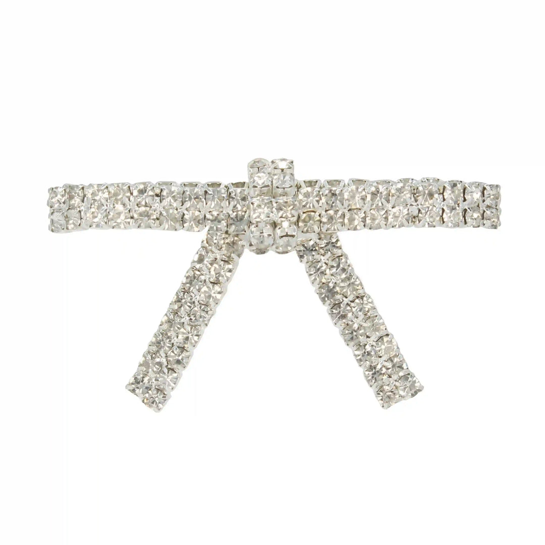 Elegant Sparkling Rhinestone Metal Brooches for Women featuring a stylish bow design with shimmering crystals