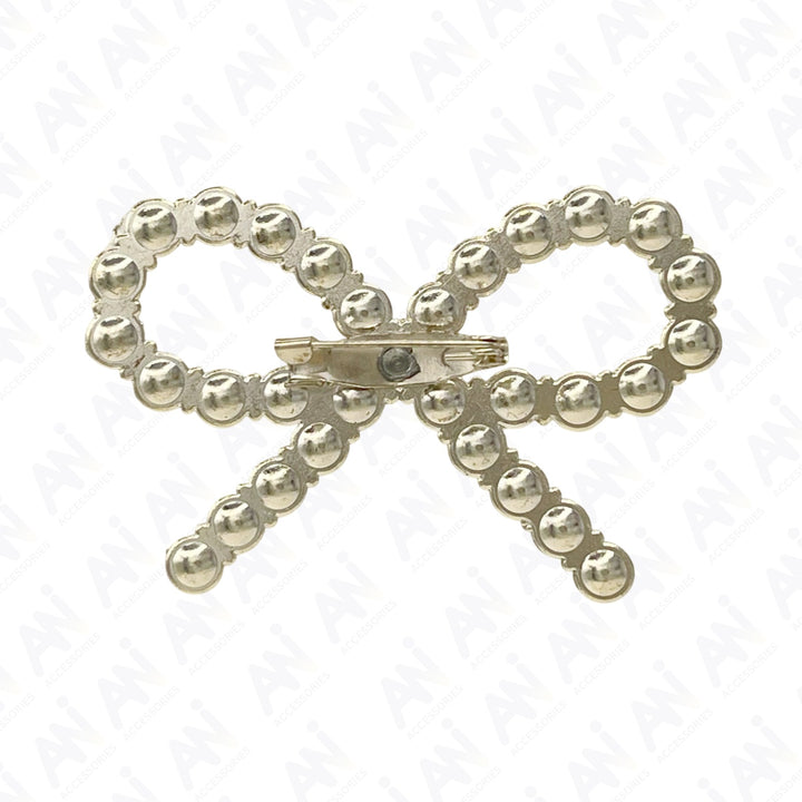 Elegant Bow Pearl Brooch for Saree, Hair, Hijab, Bridal & Wedding with a shiny pearl finish