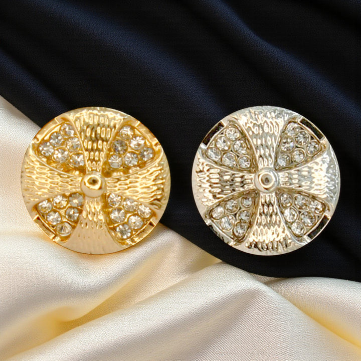 Pinwheel Design Button with Diamond Crystals