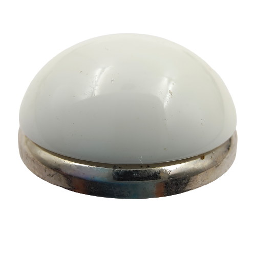 Glossy White Button with Silver Border Shank Button (Pack Of Eight)