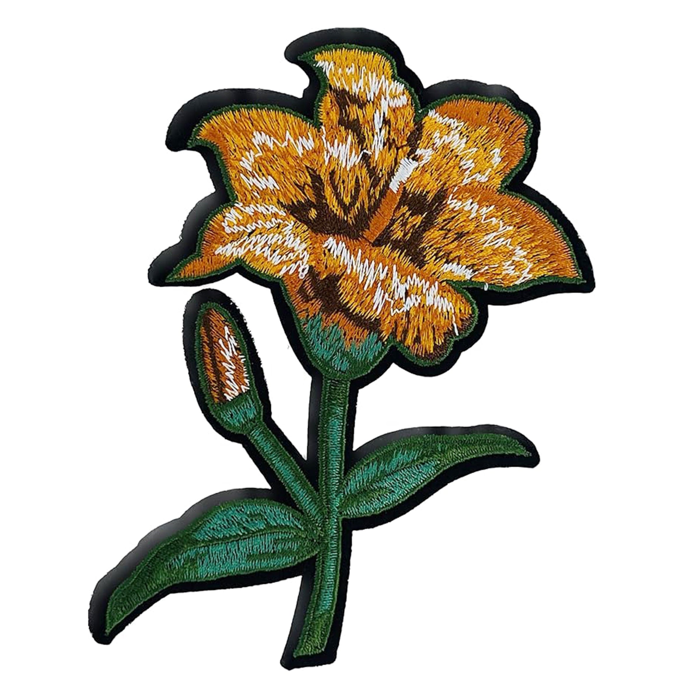 flower patch, lily flower patch, embroidery patch, large patch, iron on flower patch