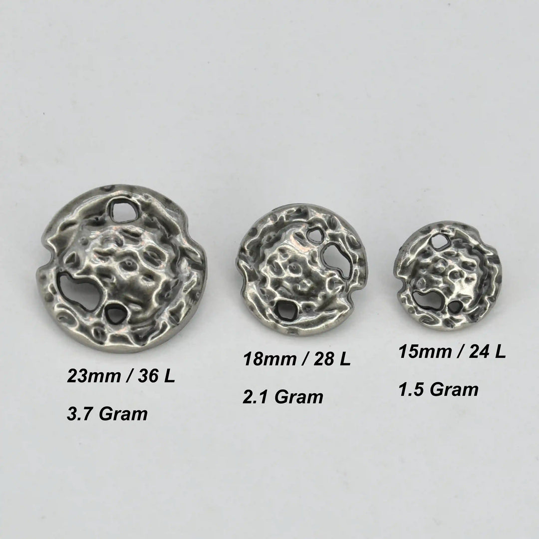 Nugget Style Metal Buttons | 15mm (24L), 18mm(28L) & 23mm(36L)