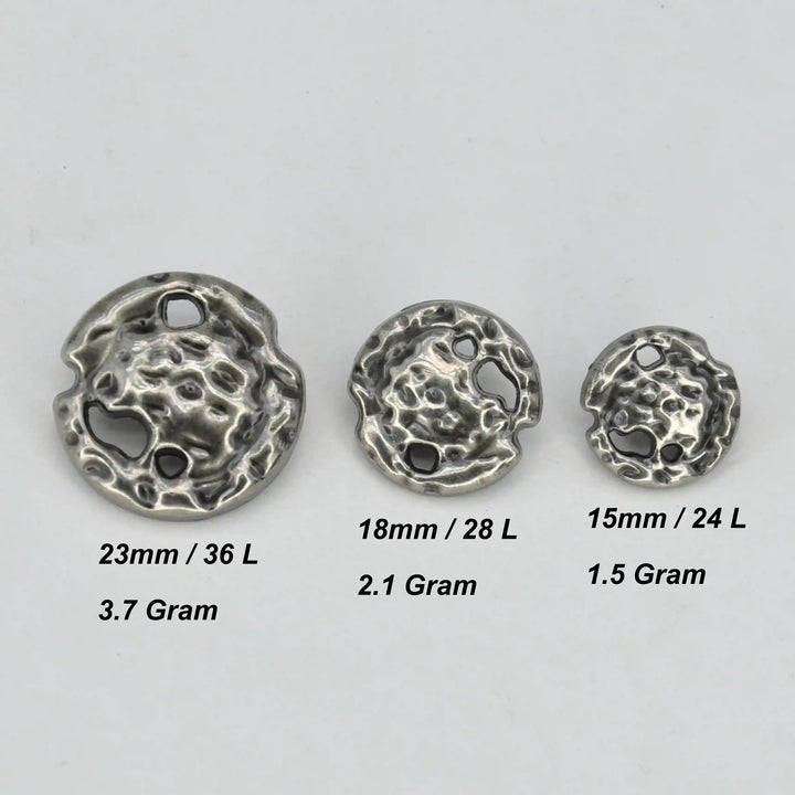 Nugget Style Metal Buttons | 15mm (24L), 18mm(28L) & 23mm(36L)