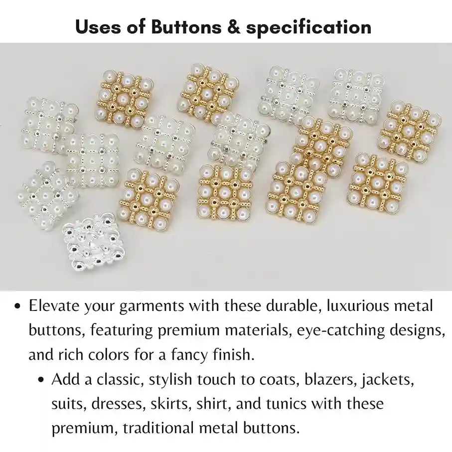 Pearl Square Medallion Button | 20mm, 18mm & 15mm