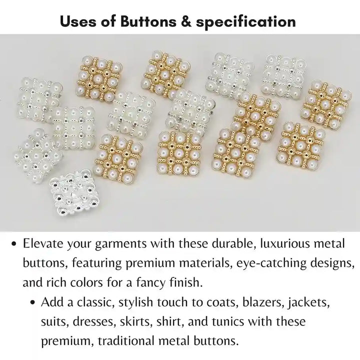 Pearl Square Medallion Button | 20mm, 18mm & 15mm