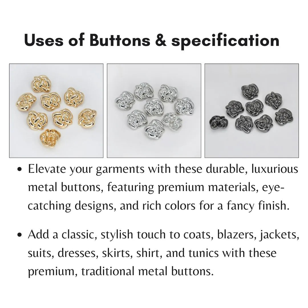 Knot Design Metal Buttons | 15mm(24L) & 23mm(36L)