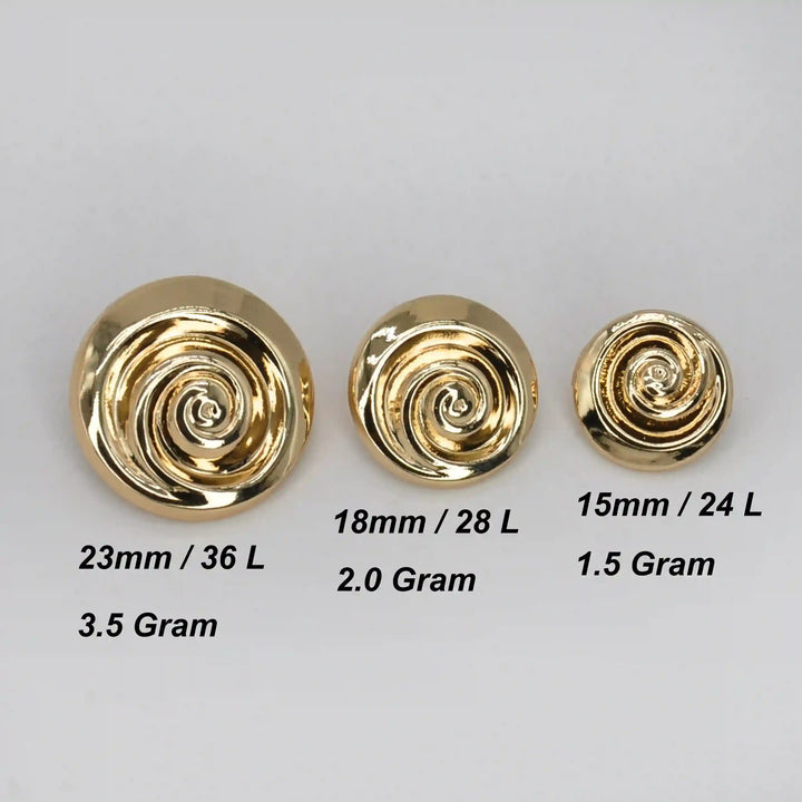 Spiral Style Metal Buttons | 23mm, 18mm & 15mm