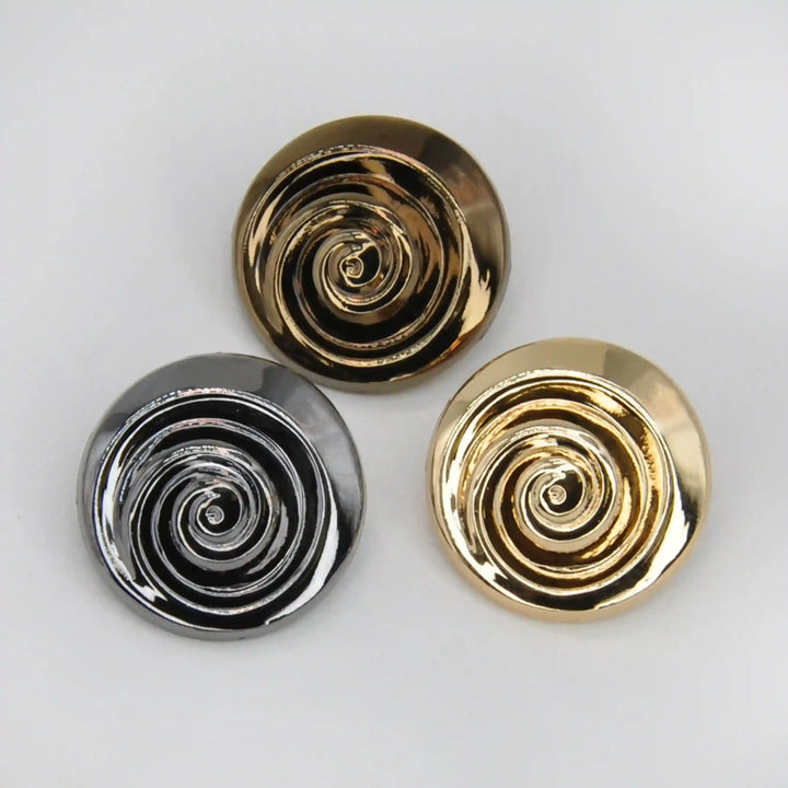 Spiral Style Metal Buttons | 23mm, 18mm & 15mm
