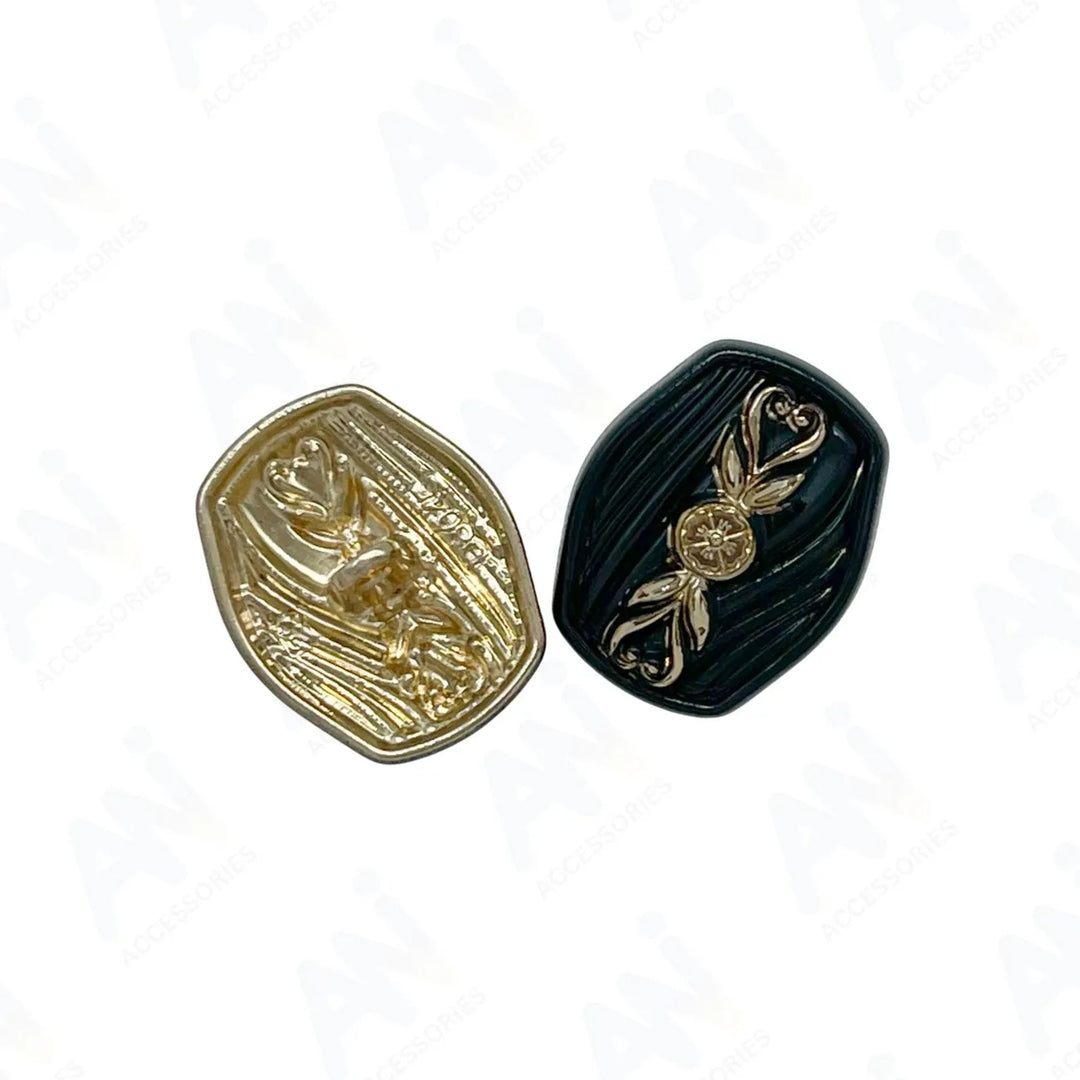 Oval Designer Metal Button with Floral Motif | 18mm(28L) & 23mm(36L)