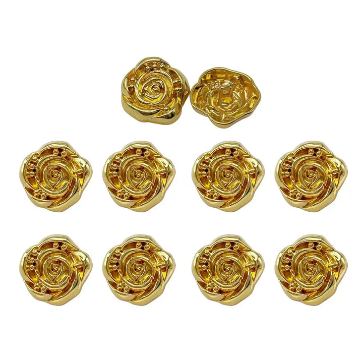 Decorative Rose Metal Buttons | 11mm(17L), 18mm(28L) & 23mm(36L)