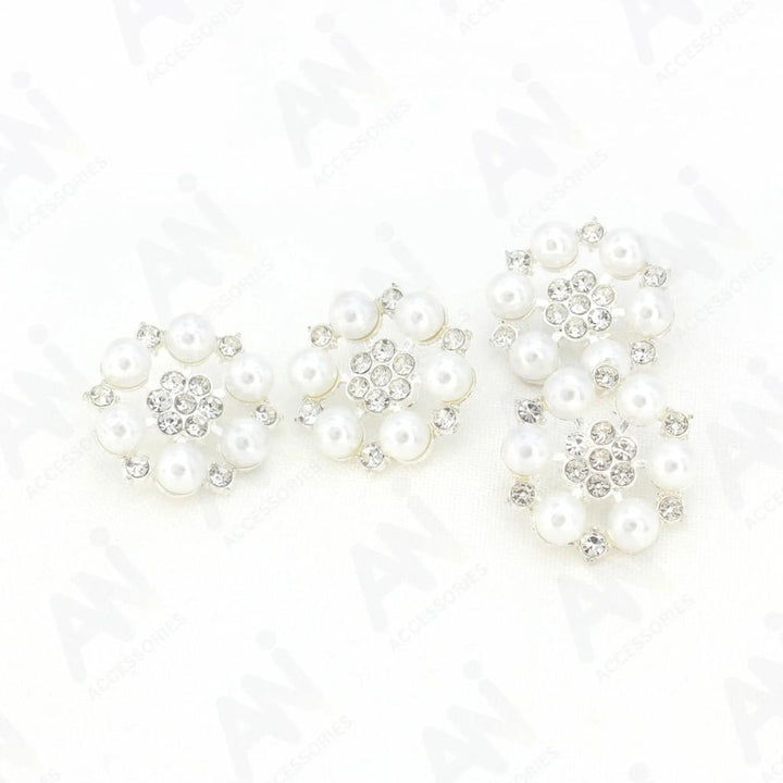 Pearl Floral Style Silver Buttons | 25mm(40L)